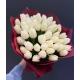 Букет из 51 белого тюльпана в яркой упаковке